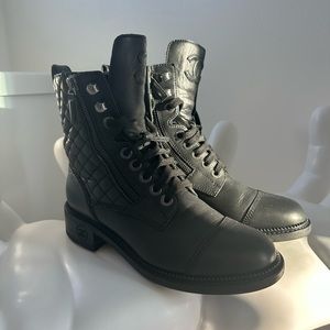 Chanel leather combat boots 37.5